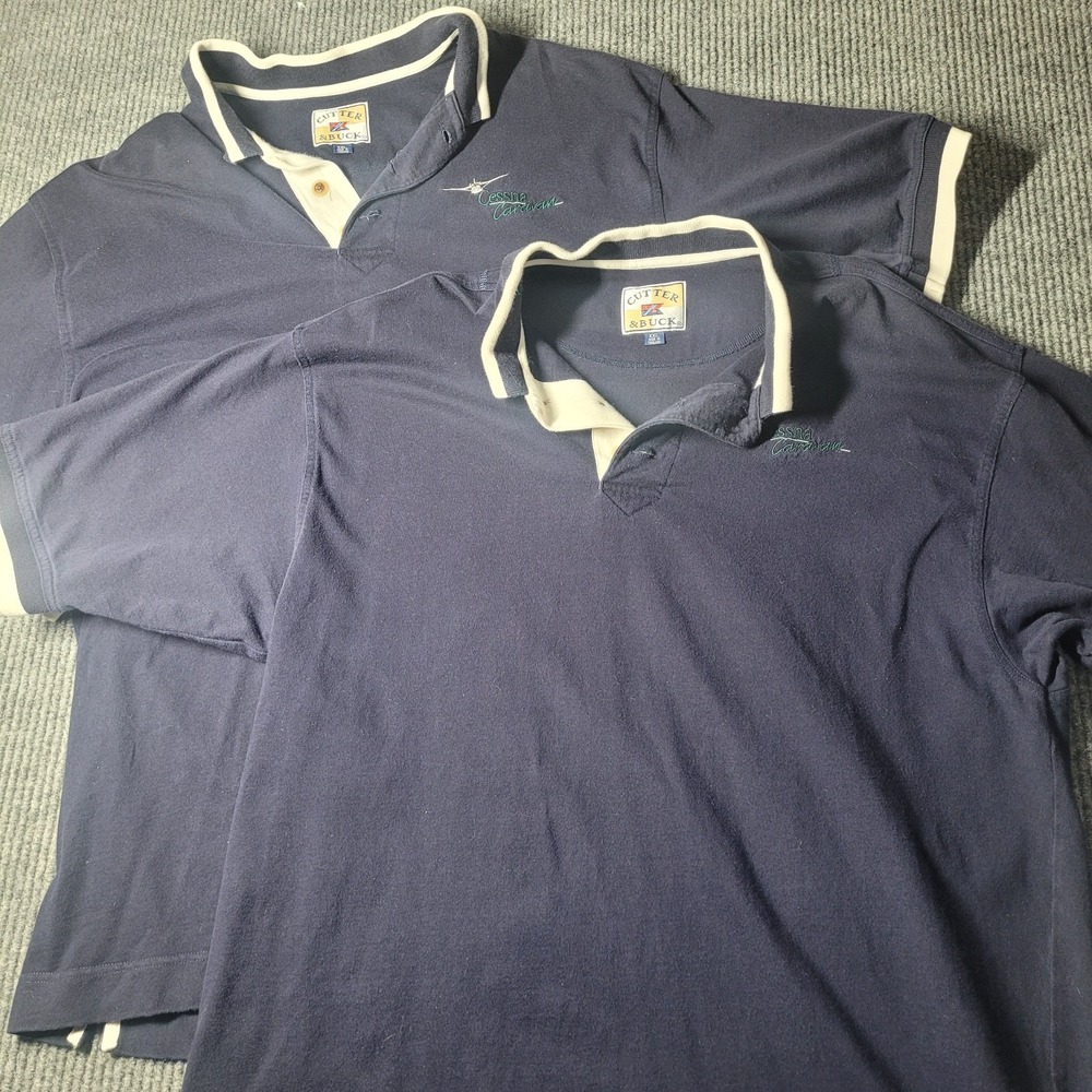 X2 Cutter & Buck Men XXL‎ Blue Cessna Caravan Embroidered Polo Shirt